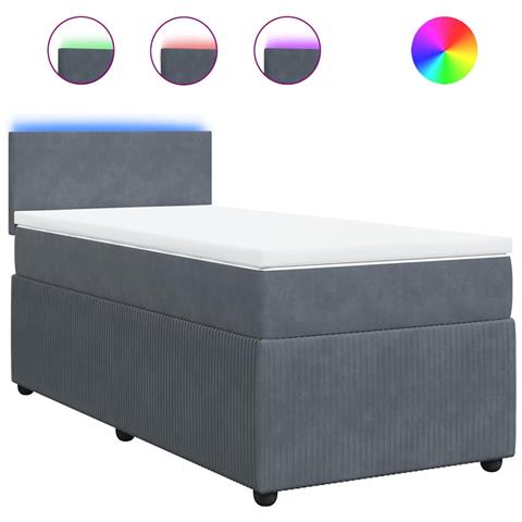 Giroletto a Molle con Materasso Grigio Scuro 90x190 cm Velluto - Foto 1