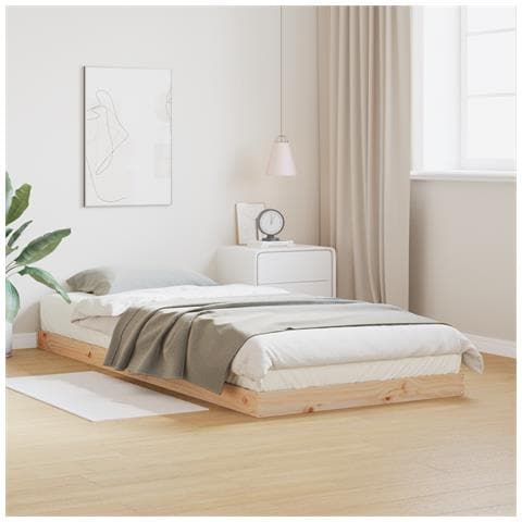 Struttura letto a pavimento Naturale 80 x 220 cm Pino massello - Foto 2