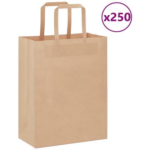 Sacchetti di Carta 250 pz con Manici Marrone 21x11x28 cm - Foto 1