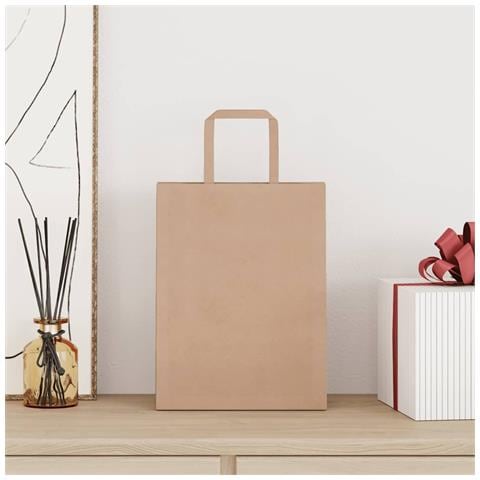 Sacchetti di Carta 250 pz con Manici Marrone 21x11x28 cm - Foto 2