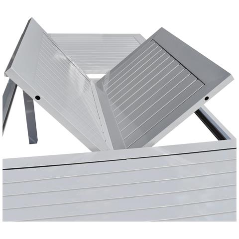 Set Di Mobili Da Giardino Estensibili Capri In Textilene Nero 8 Posti - Alluminio Grigio - Foto 6