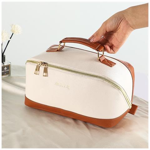 Borsa Da Trucco Da Viaggio Portatile Impermeabile - Organizer Per Cosmetici Di Grande Capacità White - Foto 2