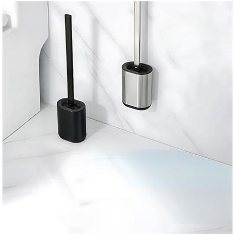 Spazzola Per Wc In Silicone Con Supporto Senza Foratura Argento - Foto 2