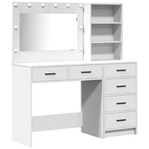 Set Toeletta a 2 Pezzi con LED in Legno Bianco Ingegnerizzato - Foto 1