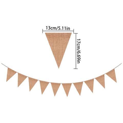 Ghirlanda Triangolare In Tessuto Di Iuta Marrone Per Feste E Decorazioni Nuziali - Foto 2