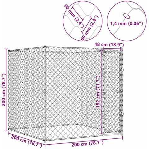 Gabbia per cani 2 x 2 x 2 m Acciaio - Foto 9