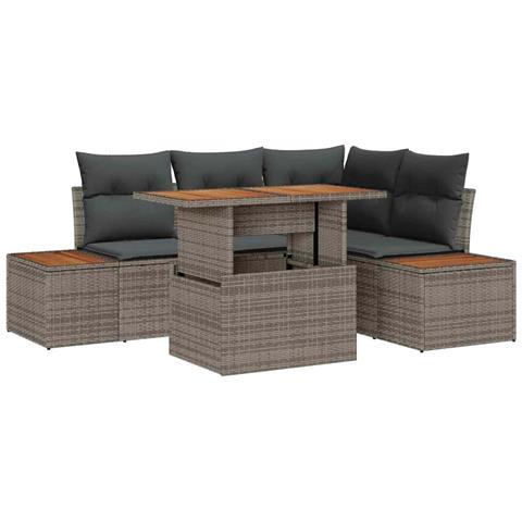 Set Divano da Giardino 5 pcs Grigio Poly Rattan - Foto 1