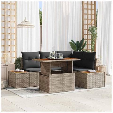 Set Divano da Giardino 5 pcs Grigio Poly Rattan - Foto 2