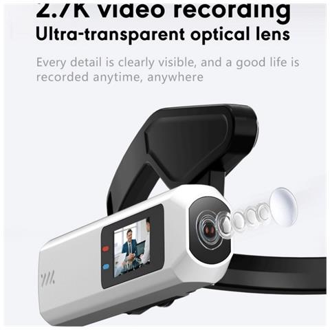 Videocamera Da Testa Indossabile Hd 2.7k: Registrazione Pov In Prima Persona Con Anteprima Wifi Black - Foto 3