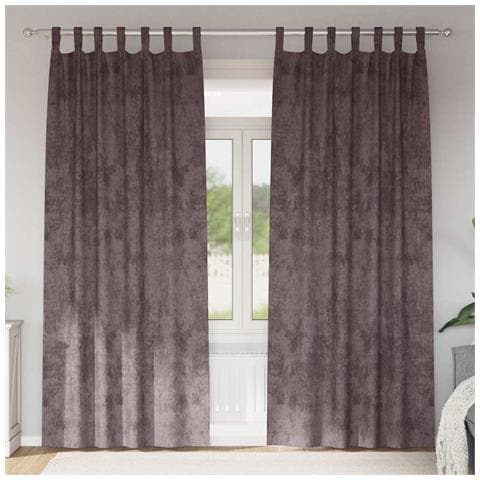 Tenda con tende 2 pcs Marrone 245 x 140 cm Velluto - Foto 2