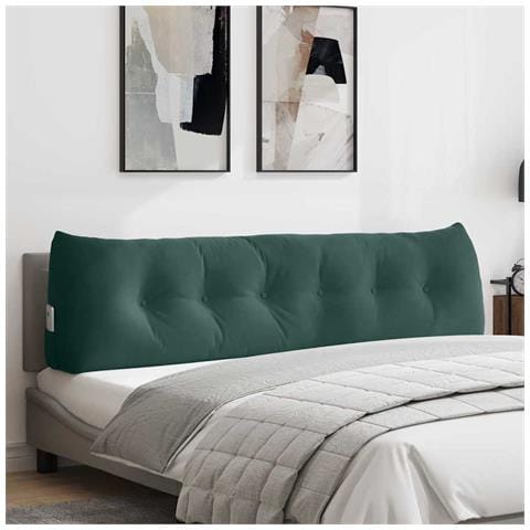 Cuscino per Schiena Verde Scuro 180 x 24 x 50 cm Velluto - Foto 2
