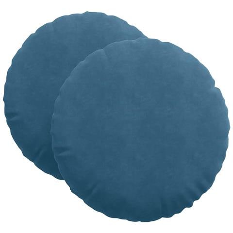 Cuscini per Seduta 2 pcs Blu Ø80 x 29 cm Velluto - Foto 1