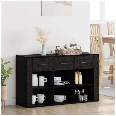 Credenza Rovere Nero 100 x 30 x 59,5 cm Legno multistrato - Foto 2