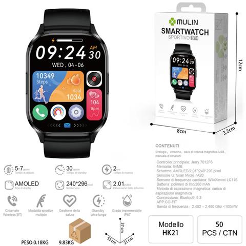 Smartwatch Orologio Sportivo Fitness Display Amoled 2.01'' Cardiofrequenzimetro - Foto 2