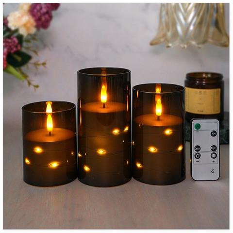 Candela Led Nera Senza Fiamma Con Luci A Filo Di Rame - Perfetta Per Natale, Compleanni E Matrimoni - Foto 4