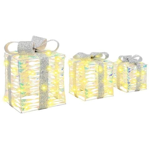 Scatola Regalo 3 pcs Bianco caldo 20 x 20 x 20 cm PET - Foto 2