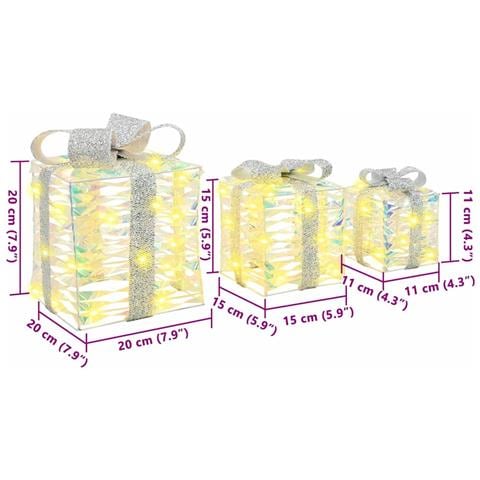 Scatola Regalo 3 pcs Bianco caldo 20 x 20 x 20 cm PET - Foto 8