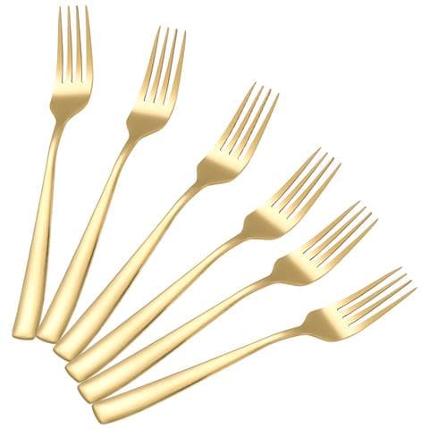 Set Di 6 Forchette 21,5cm In Acciaio Inossidabile Di Alta Qualità, Dorato - Foto 1
