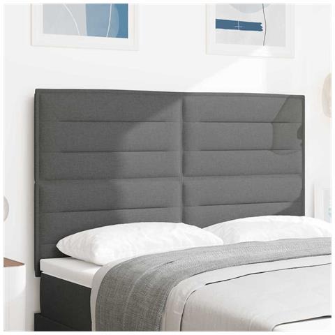 Testiera LED con testiera Grigio scuro 144 cm Poliestere - Foto 2