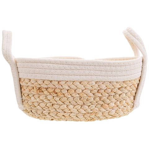 Cesto In Corda Intrecciata Bianca 32x21x12h - Foto 2