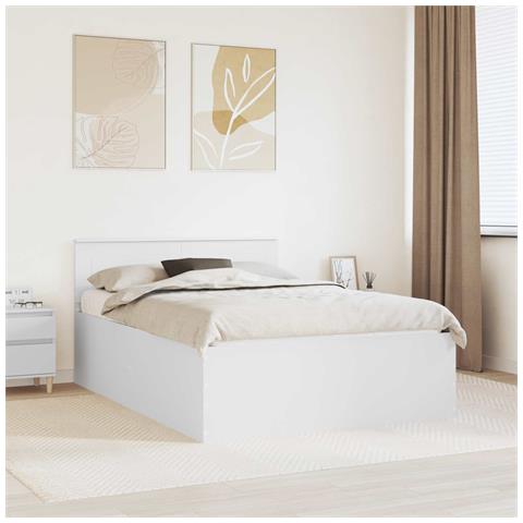 Struttura del letto Bianco 140 x 200 cm Legno multistrato - Foto 2
