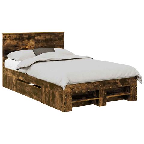 Struttura del letto Rovere fumé 137 x 203 cm Legno multistrato - Foto 1