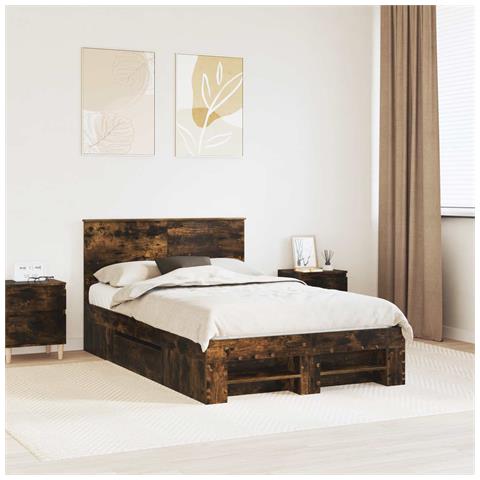 Struttura del letto Rovere fumé 137 x 203 cm Legno multistrato - Foto 2