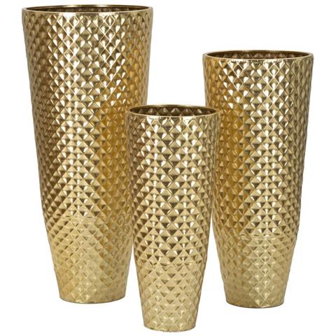 Set 3 Portavasi Glotty Oro In Ferro Dalla Silhouette Circolare - Foto 1
