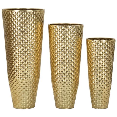 Set 3 Portavasi Glotty Oro In Ferro Dalla Silhouette Circolare - Foto 2