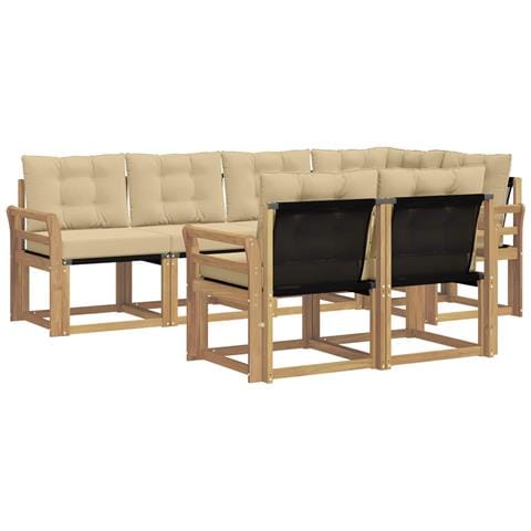 Set di divani da esterno con cuscino 7 pcs Bianco e Beige - Foto 1
