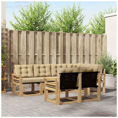 Set di divani da esterno con cuscino 7 pcs Bianco e Beige - Foto 2