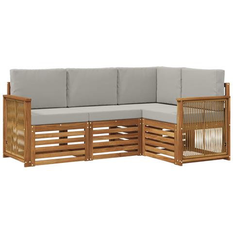 Set divani con cuscino 4 pcs Legno di Acacia Massello - Foto 1