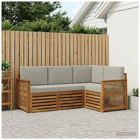 Set divani con cuscino 4 pcs Legno di Acacia Massello - Foto 2