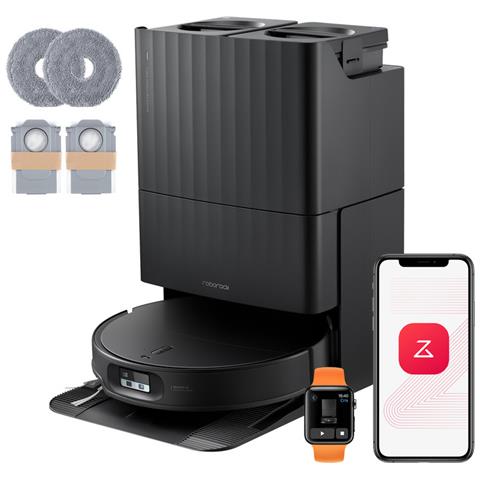 Qrevo Edge 2 Set Robot Aspirapolvere Lavapavimenti, Base Tutto in Uno, 25.000 Pa, 7,98 cm, LDS Retrattile, FlexiArm, Antigroviglio, Autopulizia 80°C, Evita 280+ Ostacoli, Videochiamata, Nero - Foto 1