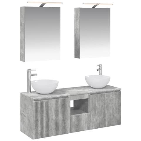 Set di Armadi da Bagno 5 pcs Grigio Cemento 50 x 14,5 x 70 cm - Foto 1