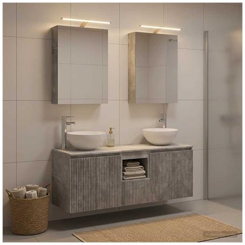 Set di Armadi da Bagno 5 pcs Grigio Cemento 50 x 14,5 x 70 cm - Foto 2