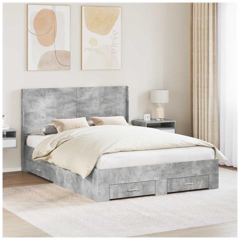 Struttura del letto con stoccaggio e testata Grigio Cemento - Foto 2