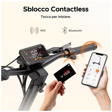 Y700 ABE Monopattino elettrico motore da 500W, batteria 48V 18,2Ah autonomia 85km, ammortizzazione anteriore e posteriore, NFC e Bluetooth, ideale per spostamenti urbani e gite fuoriporta - Foto 2