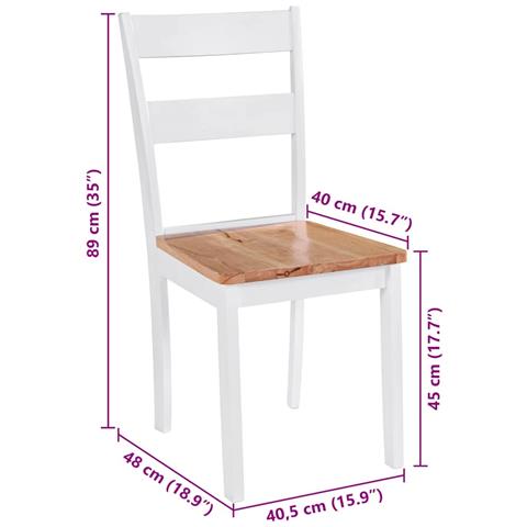 Sedie da Pranzo 4 pz Bianche in Legno Massello di Hevea - Foto 6