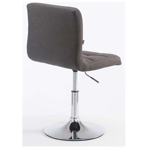 Set 2 Sedie Lounge Design Palma V2 - Coppia Sedie Sgabello Girevoli Imbottite in Tessuto Trapunto H 41-55 cm Grigio Scuro - Foto 5