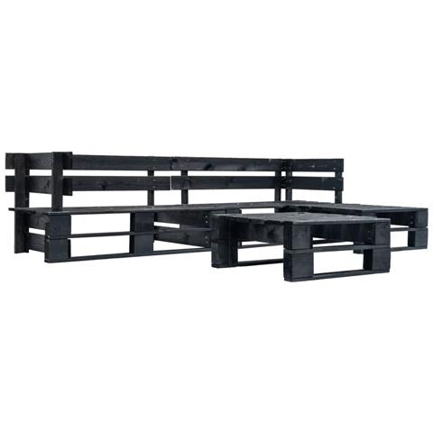 Divani da Giardino su Pallet 4 pz Neri in Legno - Foto 1