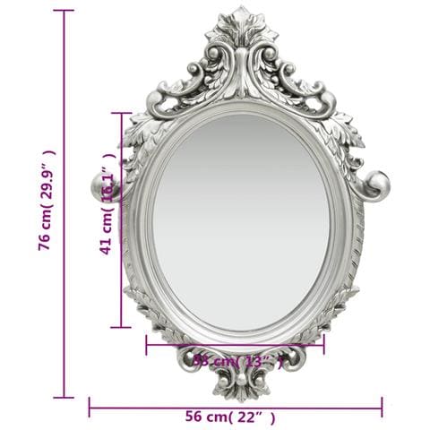 Specchio Da Parete Stile Castello 56x76 Cm Argento - Foto 5