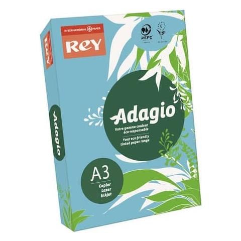 Carta Colorata A3 Rey Adagio Blu Tenue 48 Risma 500 Fogli - Adagi080x657 - Foto 1