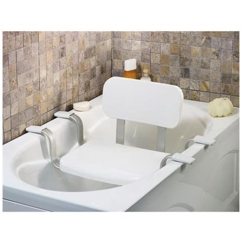 Sedile Per Vasca Con Schienale - Punta In Gomma Antiscivolo - L 43 X P 34 Cm - Bianco Cromato - Foto 1