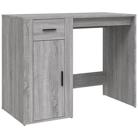 Scrivania Con Armadietto Grigio Sonoma In Legno Multistrato - Foto 2