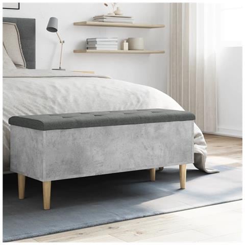 Panca Portaoggetti Grigio Cemento 102x42x46cm Legno Multistrato - Foto 3