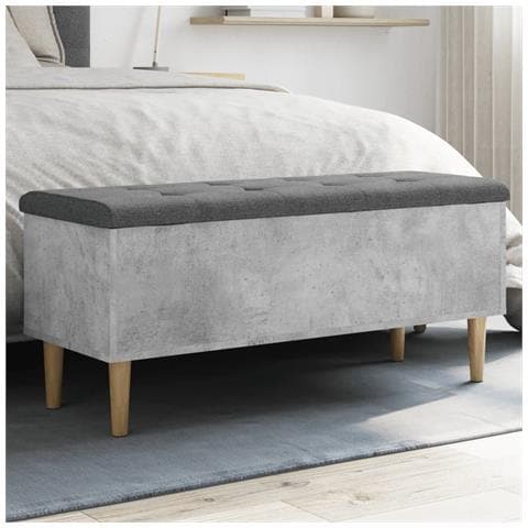 Panca Portaoggetti Grigio Cemento 102x42x46cm Legno Multistrato - Foto 1