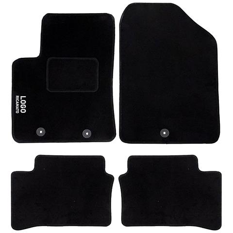 Tappetini Auto Compatibili Per I10 Dal 2014 Al 2019 | Tappeti Sagomati | In Moquette Nera | Logo Ricamato Battitacco E 3 Clip Di Fissaggio | Accessori Interni - Foto 1