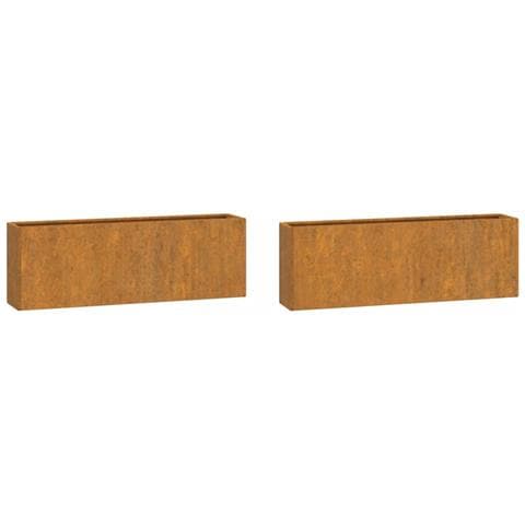 Fioriere Da Parete 2 Pz Ruggine In Acciaio Corten 53x10x17 Cm - Foto 1