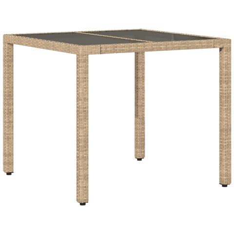 Tavolo Da Giardino Con Piano Vetro Beige 90x90x75 Cm Polyrattan - Foto 2